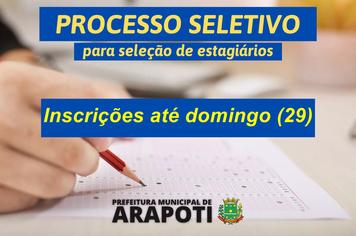 Inscrições do processo seletivo para contratação de estagiários encerram domingo (29)