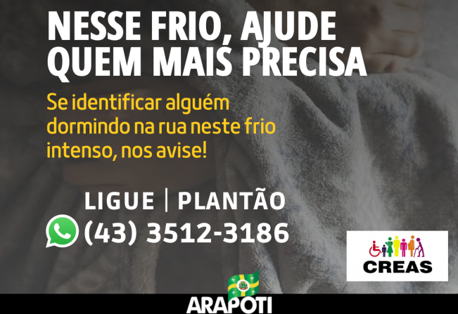 O FRIO CONTINUA, VAMOS AQUECER QUEM MAIS PRECISA!