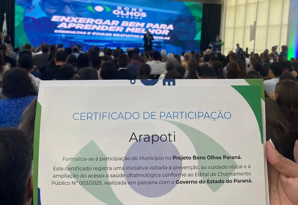 ARAPOTI ADERE AO PROGRAMA BONS OLHOS PARANÁ