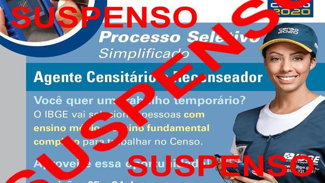 Suspenso processo seletivo para contrataÃ§Ã£o de pessoal para o Censo