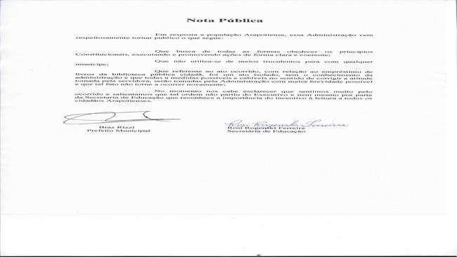 Prefeitura divulga nota pÃºblica sobre Biblioteca CidadÃ£