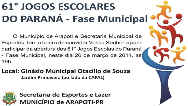 Fase municipal dos Jogos Escolares comeÃ§a prÃ³ximo dia 26